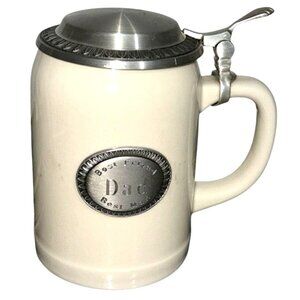 Dad Beer Stein With Lid 5.5" Ceramic & Metal Made In Thailand